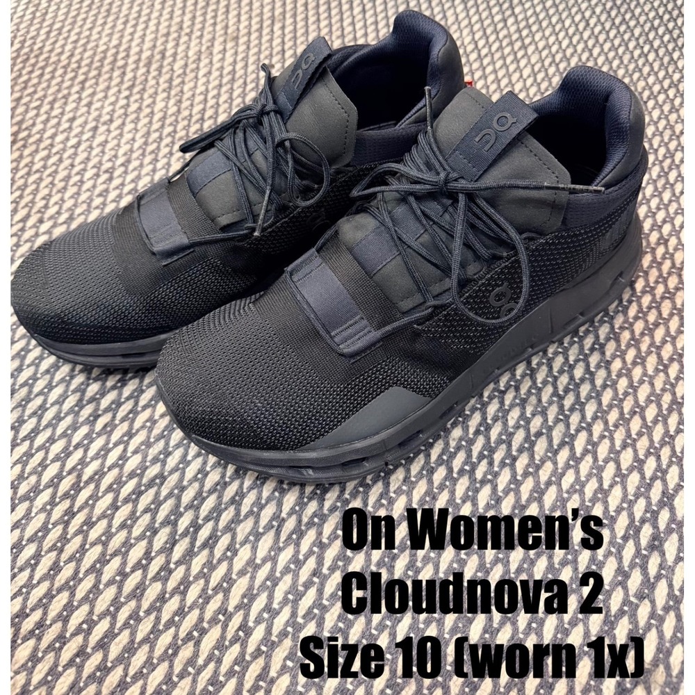 On Running Cloudnova 2 Womens 10 Black Sneakers CloudTec Shoes